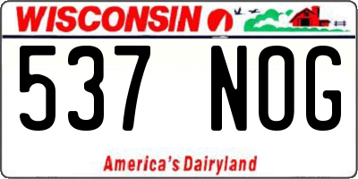 WI license plate 537NOG