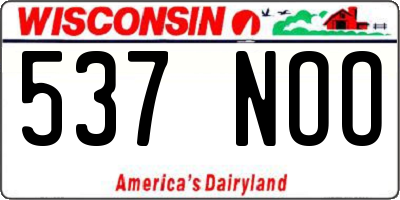 WI license plate 537NOO