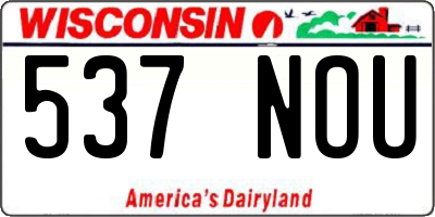 WI license plate 537NOU