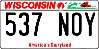 WI license plate 537NOY