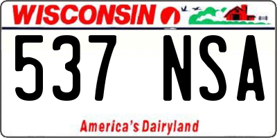 WI license plate 537NSA