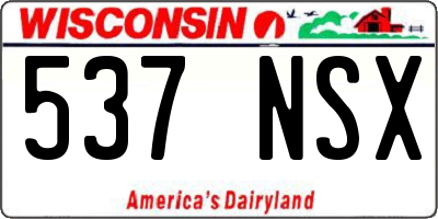 WI license plate 537NSX