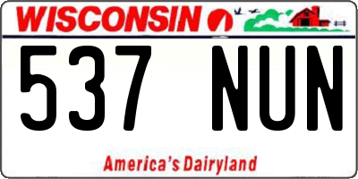 WI license plate 537NUN