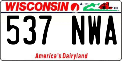 WI license plate 537NWA