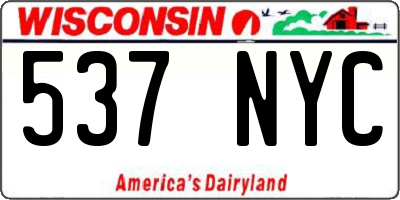 WI license plate 537NYC