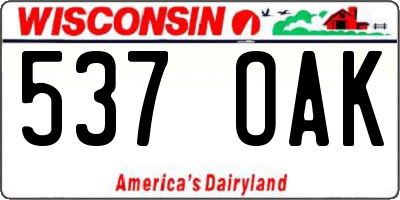 WI license plate 537OAK