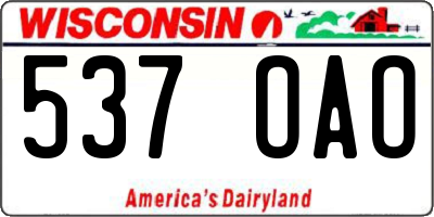 WI license plate 537OAO