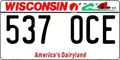 WI license plate 537OCE