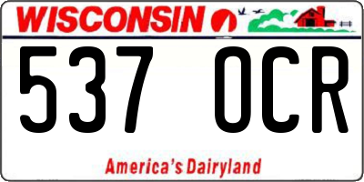 WI license plate 537OCR