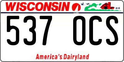 WI license plate 537OCS