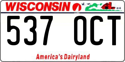 WI license plate 537OCT