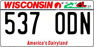 WI license plate 537ODN