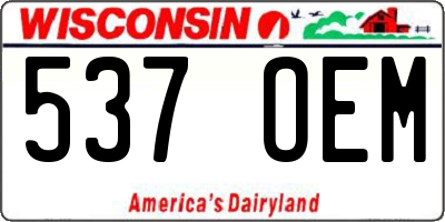 WI license plate 537OEM
