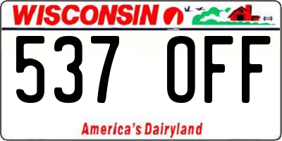 WI license plate 537OFF