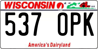 WI license plate 537OPK