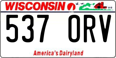 WI license plate 537ORV