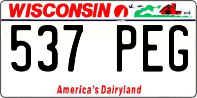 WI license plate 537PEG