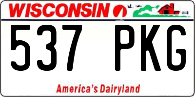 WI license plate 537PKG