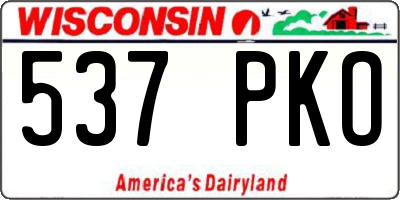 WI license plate 537PKO