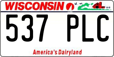 WI license plate 537PLC