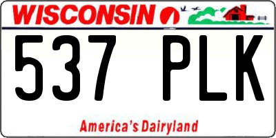 WI license plate 537PLK