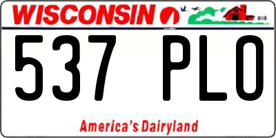 WI license plate 537PLO