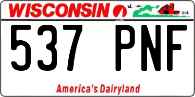WI license plate 537PNF