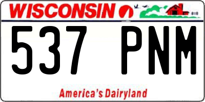 WI license plate 537PNM
