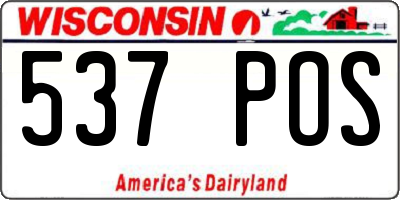 WI license plate 537POS