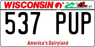 WI license plate 537PUP