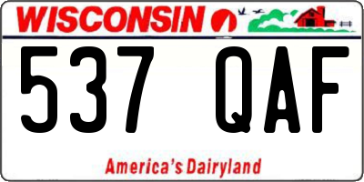 WI license plate 537QAF