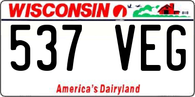 WI license plate 537VEG