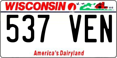 WI license plate 537VEN