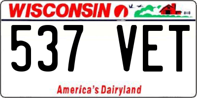 WI license plate 537VET