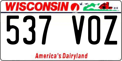 WI license plate 537VOZ