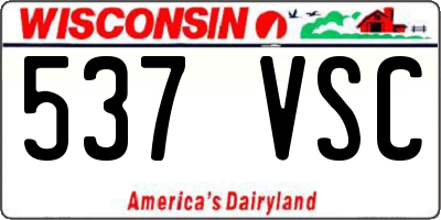 WI license plate 537VSC