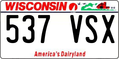 WI license plate 537VSX
