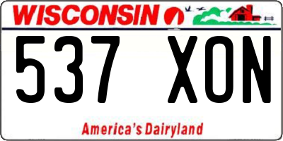 WI license plate 537XON