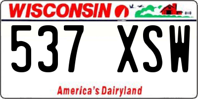 WI license plate 537XSW
