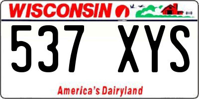 WI license plate 537XYS