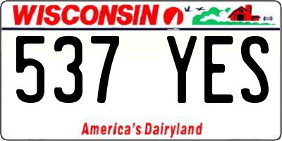 WI license plate 537YES