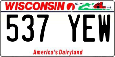 WI license plate 537YEW