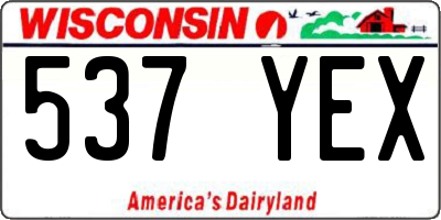 WI license plate 537YEX