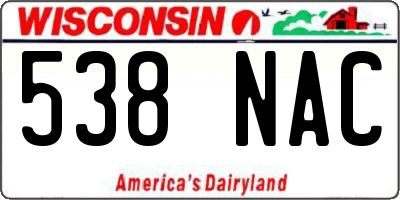 WI license plate 538NAC