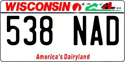 WI license plate 538NAD