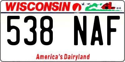 WI license plate 538NAF