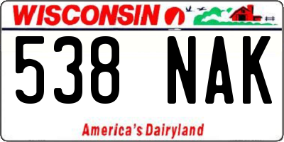 WI license plate 538NAK