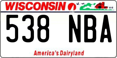 WI license plate 538NBA