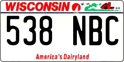 WI license plate 538NBC