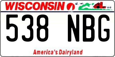 WI license plate 538NBG